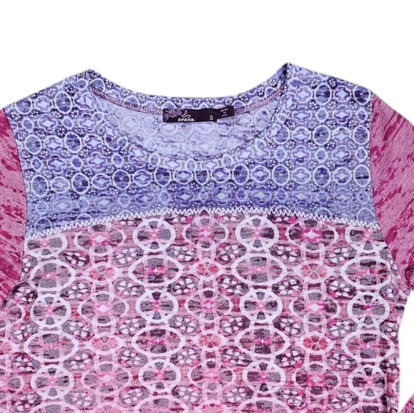 PrAna Lottie Lightweight Pink & Purple Jersey Knit Burnout Tee Size S - Picture 4 of 9